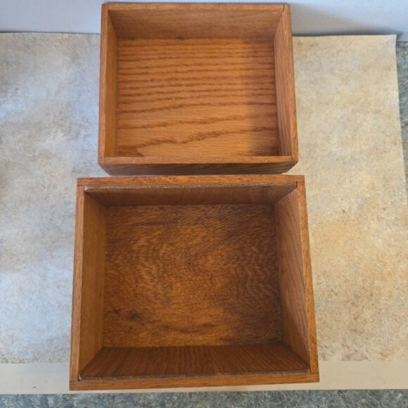Vintage Remington Rand Oak Wood Dovetailed Index Recipe Card File Box Farmhouse - Picture 8 of 9